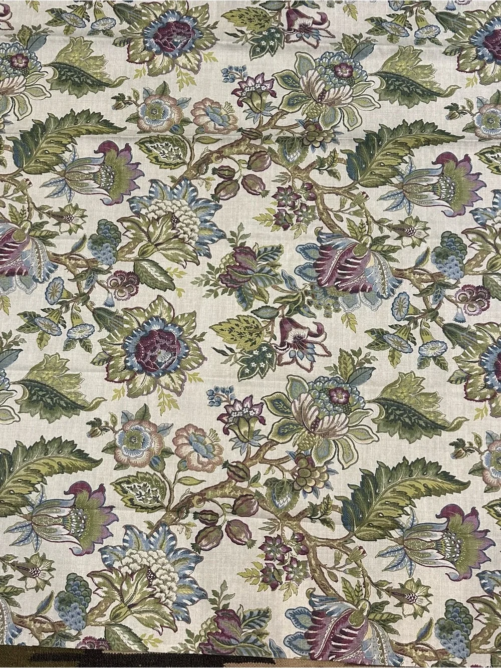Jacobean Floral Fabric Shower Curtain Traditional Blue Purple Green 70X72 READ